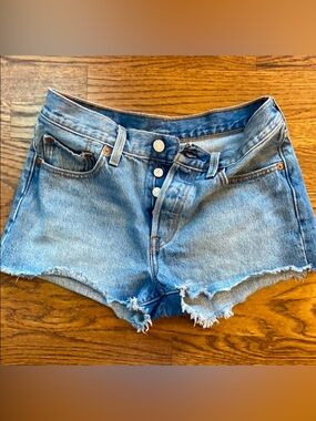 Levi's Red Tag Light Wash Denim Cutoff Shorts, Frayed Hem Size 27, Summer